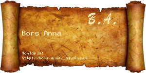 Bors Anna névjegykártya